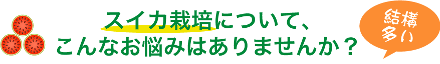 スイカ栽培について、こんなお悩みはありませんか？